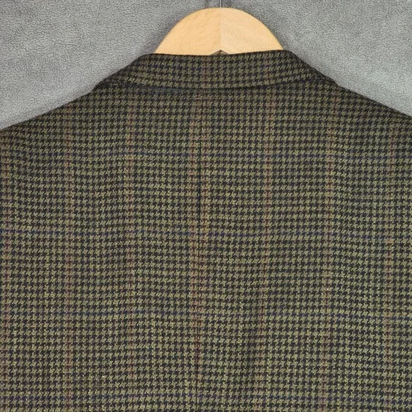 Vtg‎ Nordstrom Sport Coat 44R Men Green Houndstooth 2 Button Academia Preppy USA
